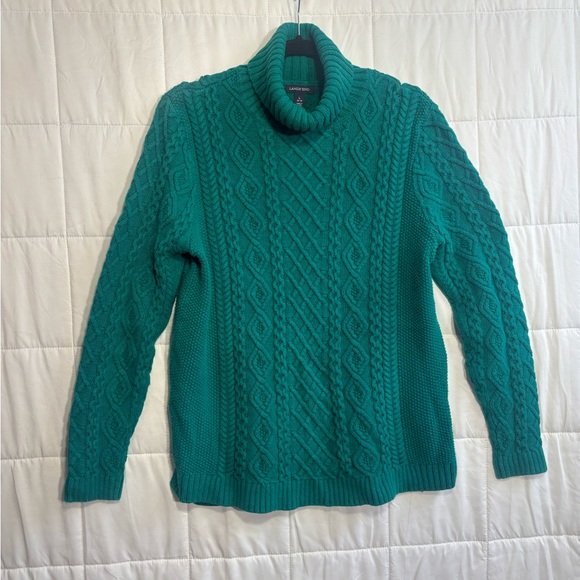 Lands' End Other - Lands' End Classic Preppy Teal Cable Knit Turtleneck Sweater